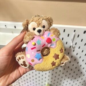 Disney Bear Keychain with Pink and Yellow Donut
